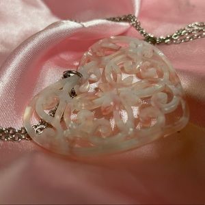 Pearl White Shell heart Necklace Beautifully designed Sterling Silver Chain